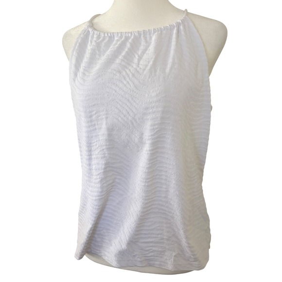 J.McLaughlin Tops - J.McLaughlin Womens White Textured Halter Top Rope Tie Shelf Bra Size M‎ USA